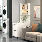 Modern Khaki Wooden Corner Lighting Storage Cabinet