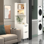 Modern Khaki Wooden Corner Lighting Storage Cabinet