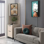 Modern Khaki Wooden Corner Lighting Storage Cabinet