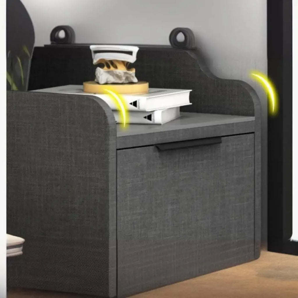 Modern Khaki Wooden Corner Lighting Storage Cabinet