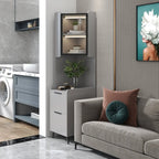 Modern Khaki Wooden Corner Lighting Storage Cabinet