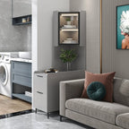 Modern Khaki Wooden Corner Lighting Storage Cabinet