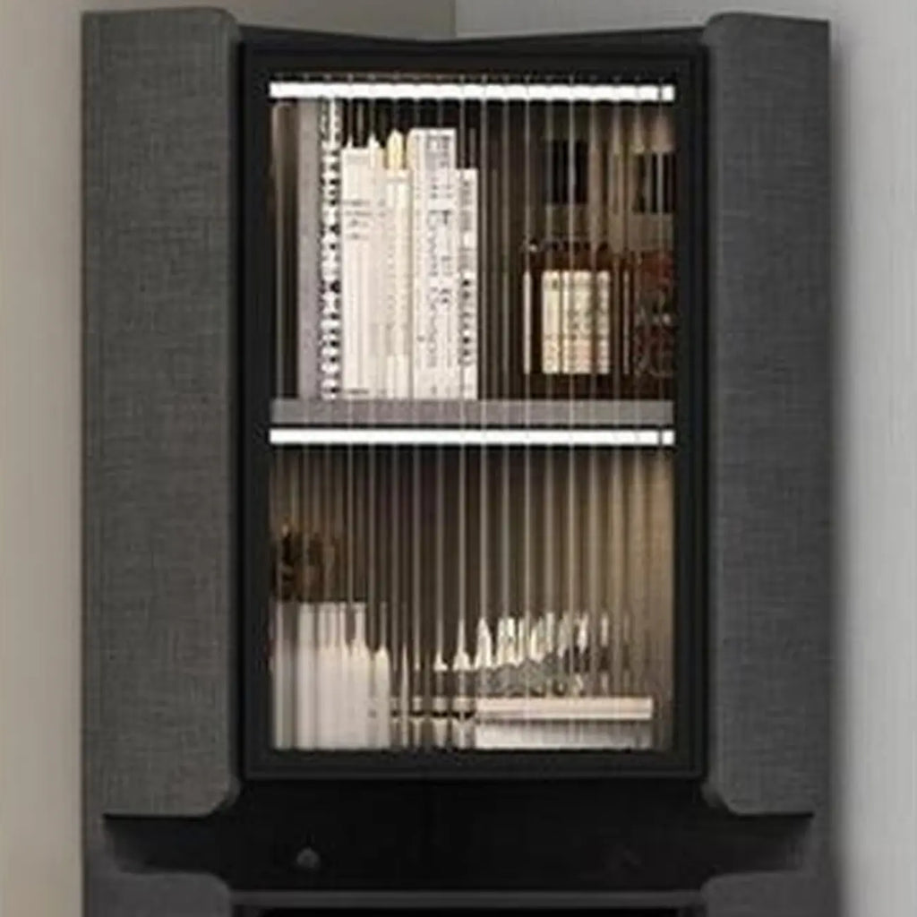 Modern Khaki Wooden Corner Lighting Storage Cabinet