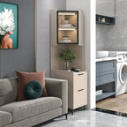 Modern Khaki Wooden Corner Lighting Storage Cabinet