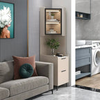 Modern Khaki Wooden Corner Lighting Storage Cabinet
