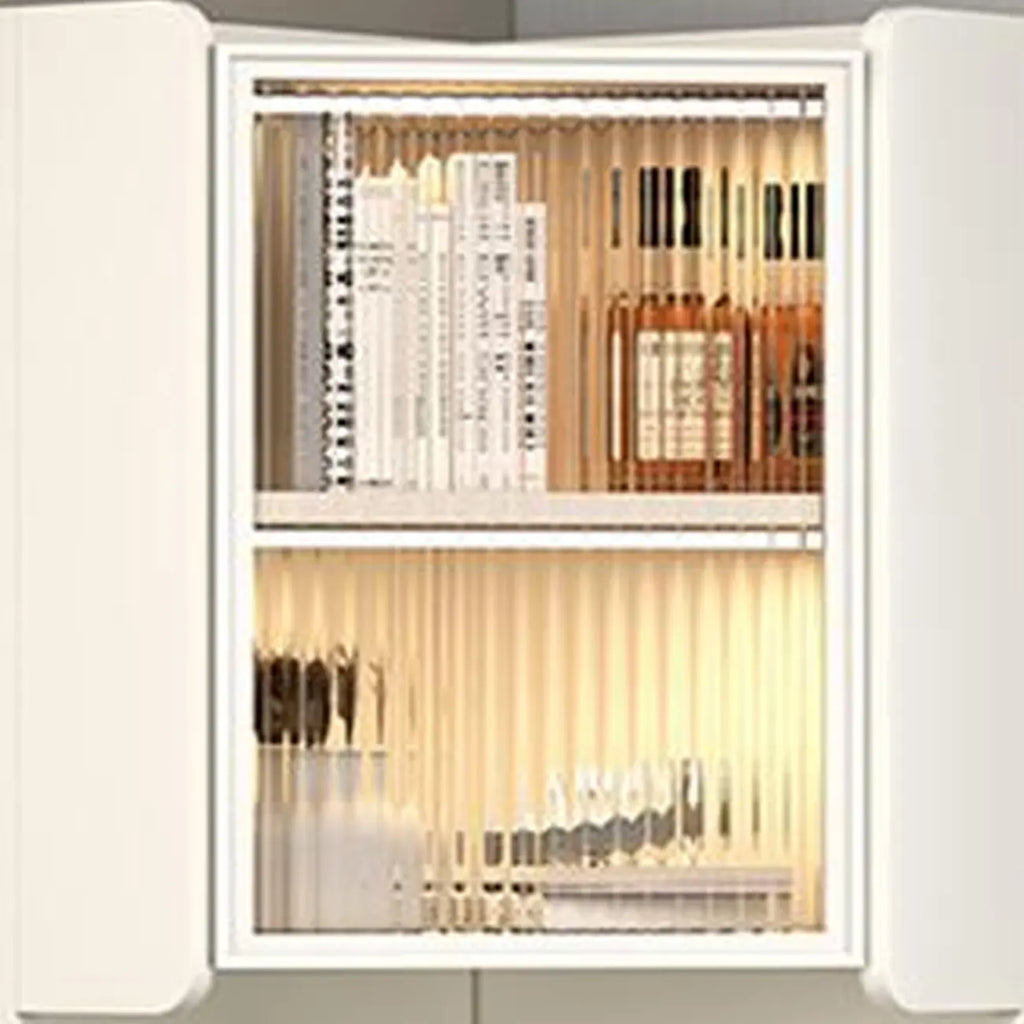 Modern Khaki Wooden Corner Lighting Storage Cabinet