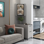 Modern Khaki Wooden Corner Lighting Storage Cabinet