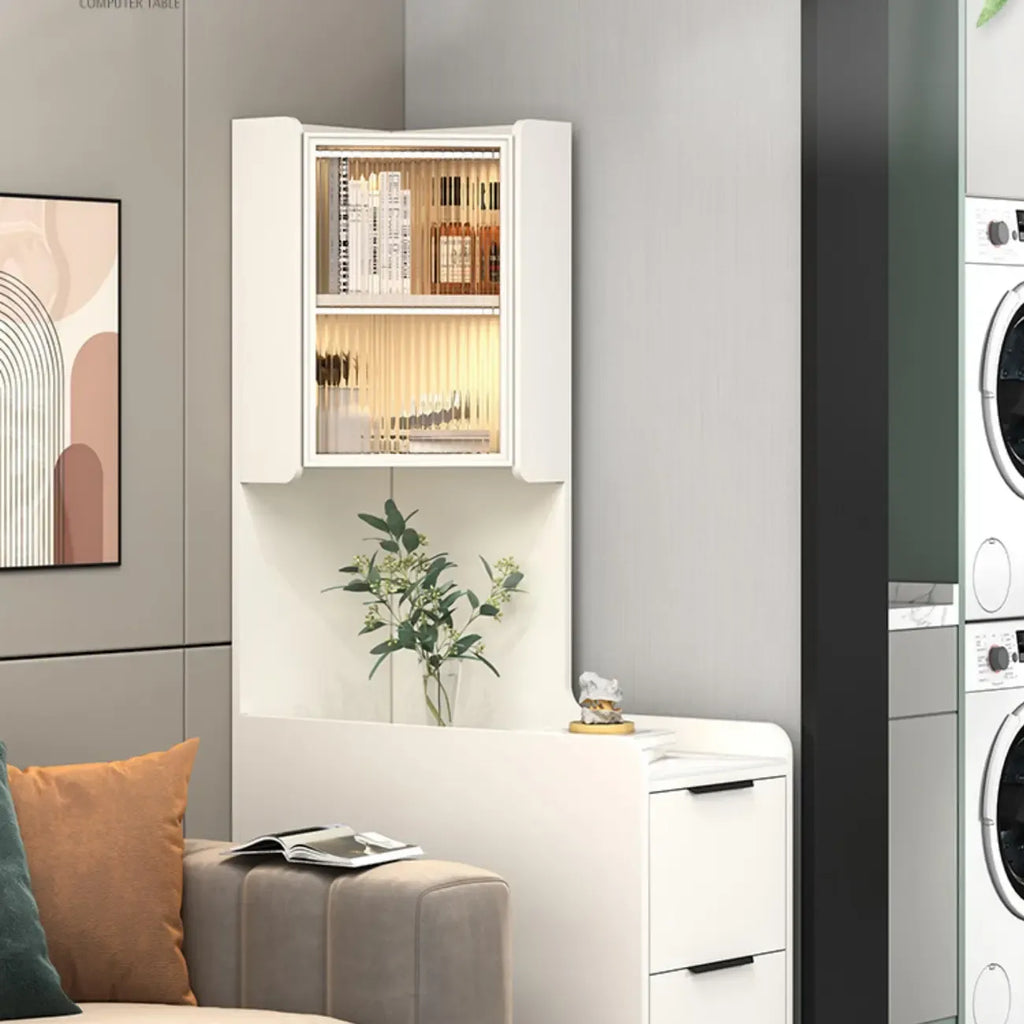 Modern Khaki Wooden Corner Lighting Storage Cabinet