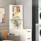 Modern Khaki Wooden Corner Lighting Storage Cabinet