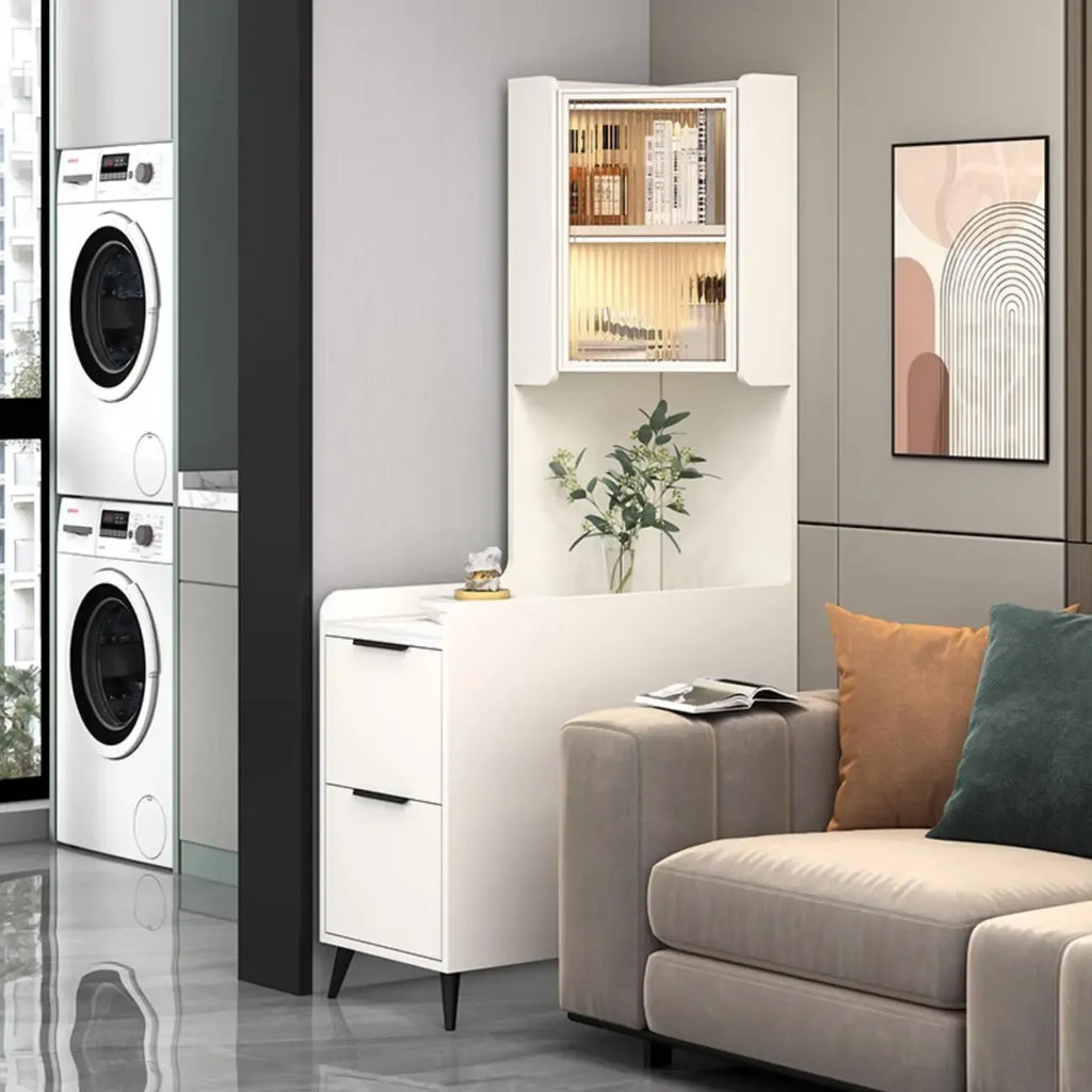 Modern Khaki Wooden Corner Lighting Storage Cabinet