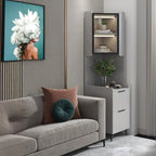 Modern Khaki Wooden Corner Lighting Storage Cabinet