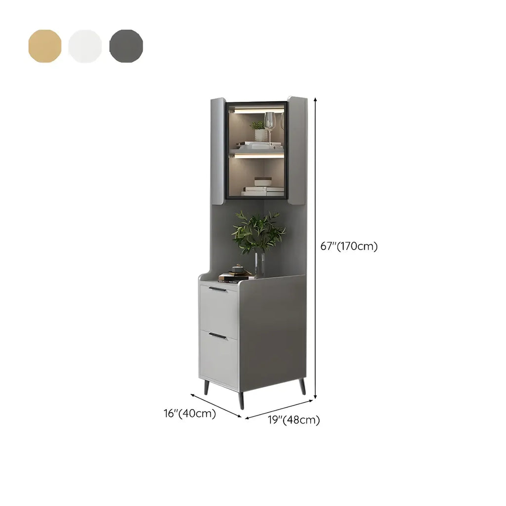 Modern Khaki Wooden Corner Lighting Storage Cabinet