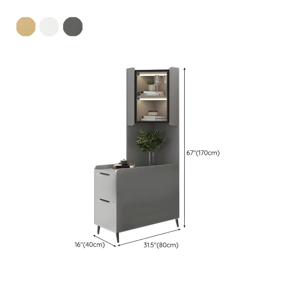 Modern Khaki Wooden Corner Lighting Storage Cabinet