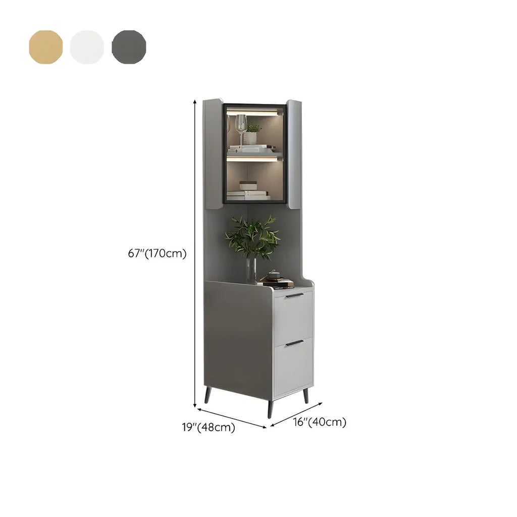 Modern Khaki Wooden Corner Lighting Storage Cabinet