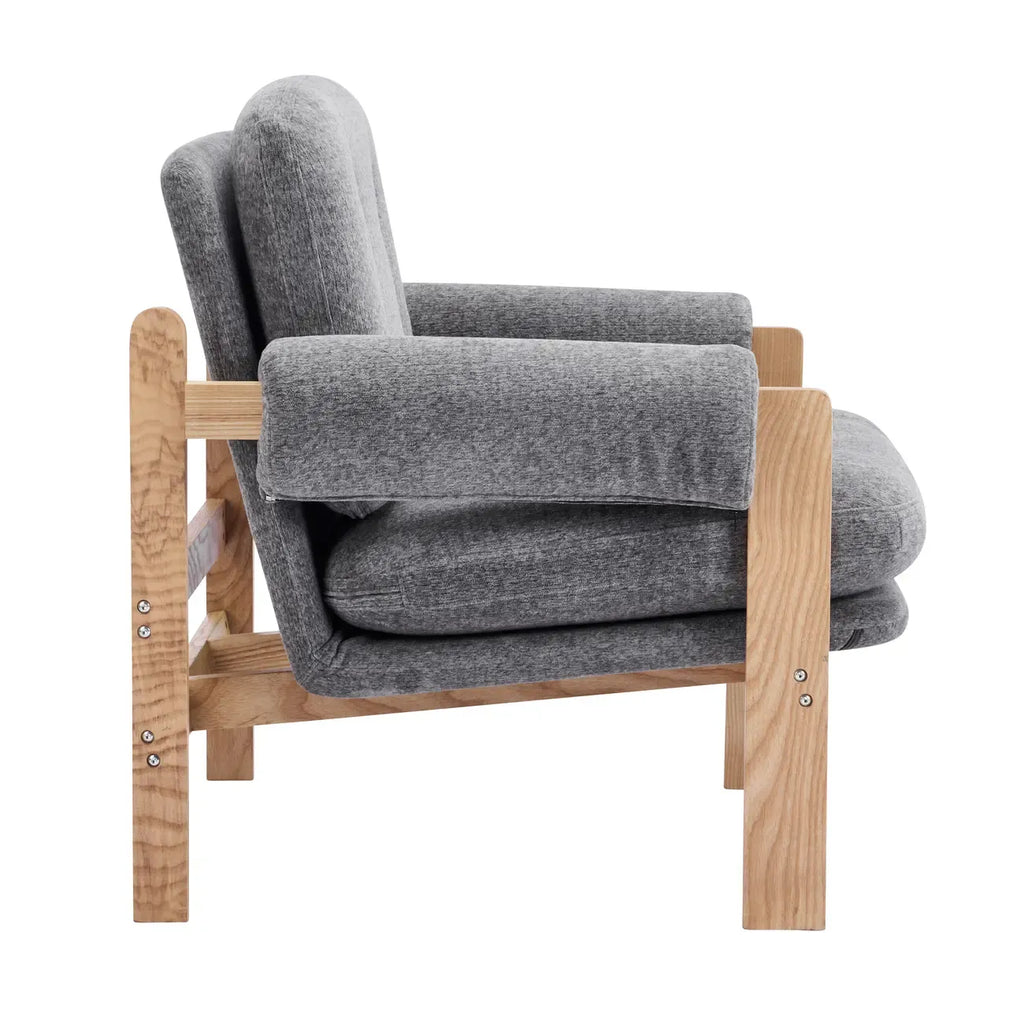 Contemporary Adjustable Gray Chenille Upholstered Accent Chair