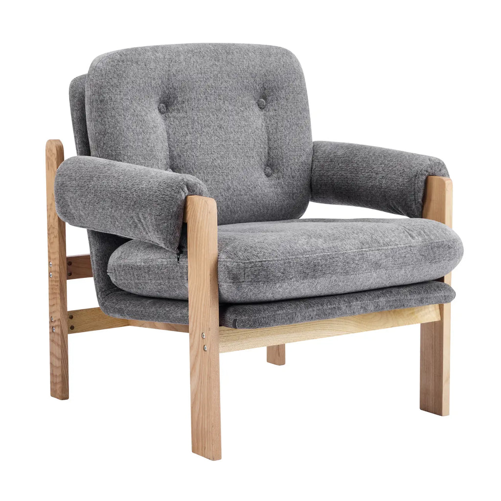 Contemporary Adjustable Gray Chenille Upholstered Accent Chair