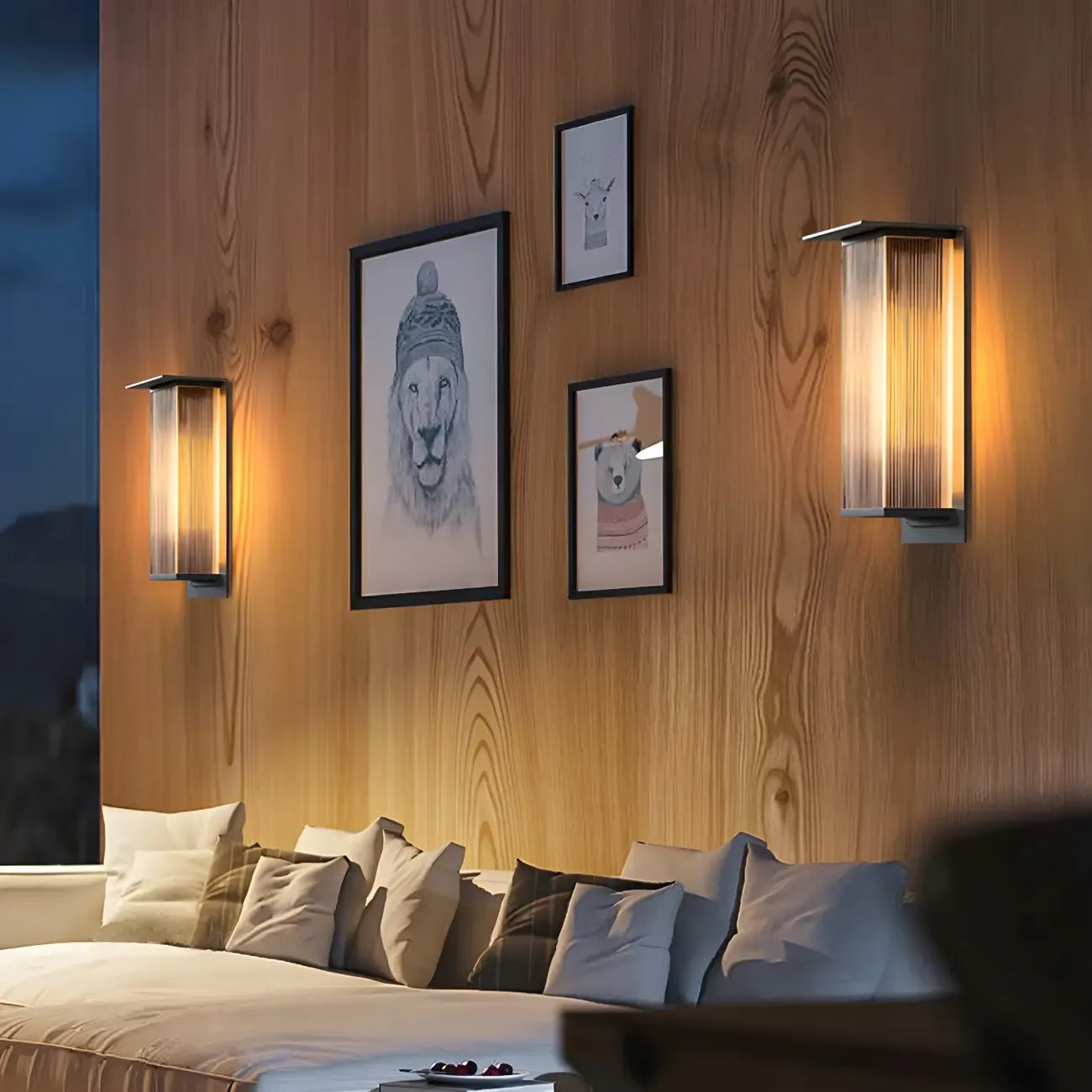 Modern Steel Rectangle LED Outdoor Wall Light Acrylic Shade