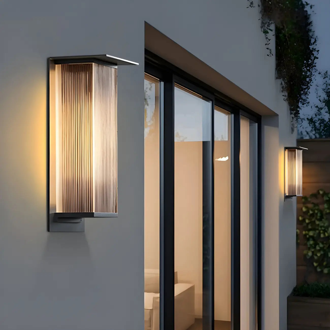Modern Steel Rectangle LED Outdoor Wall Light Acrylic Shade