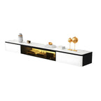 63 White Stone Top Floating TV Stand with LED Lights