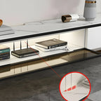 63 White Stone Top Floating TV Stand with LED Lights