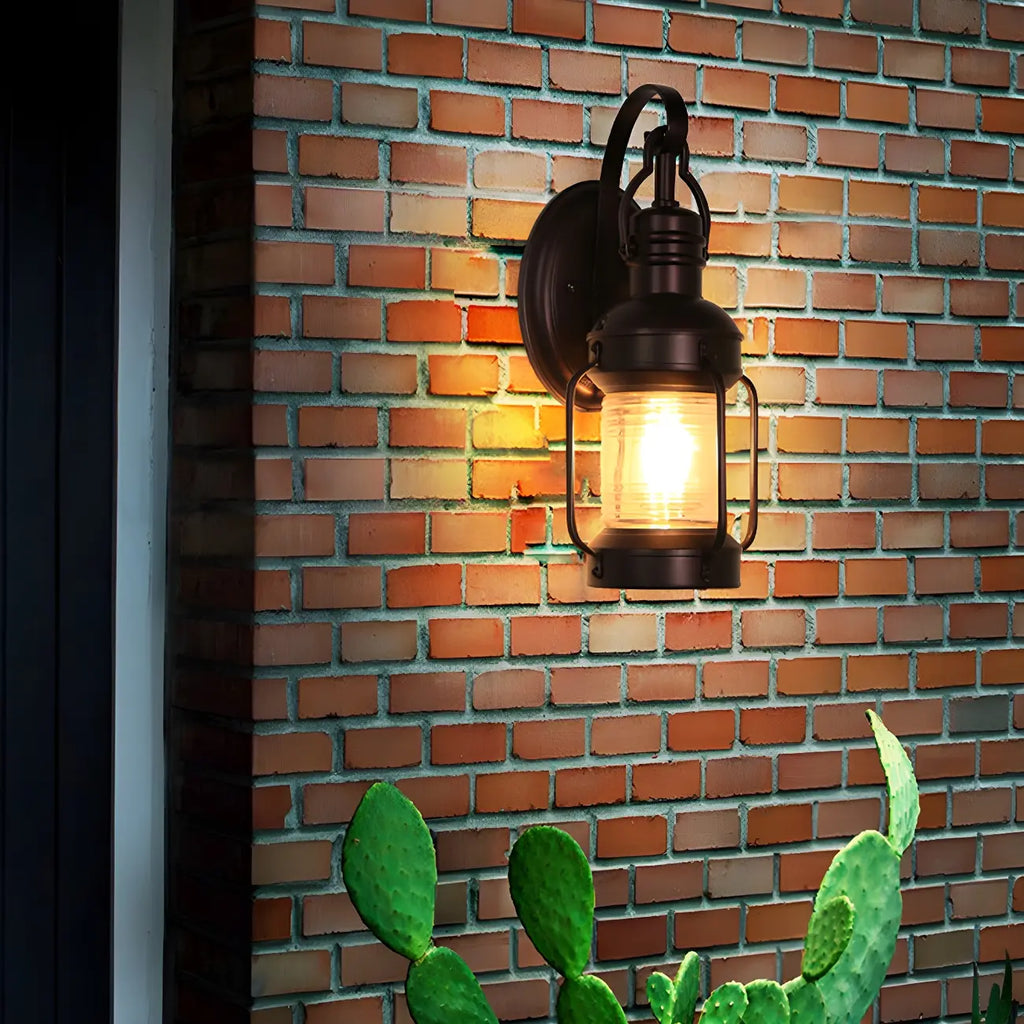 Small Size Outdoor Wall Light Industrial Metal Black Lantern
