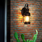 Small Size Outdoor Wall Light Industrial Metal Black Lantern