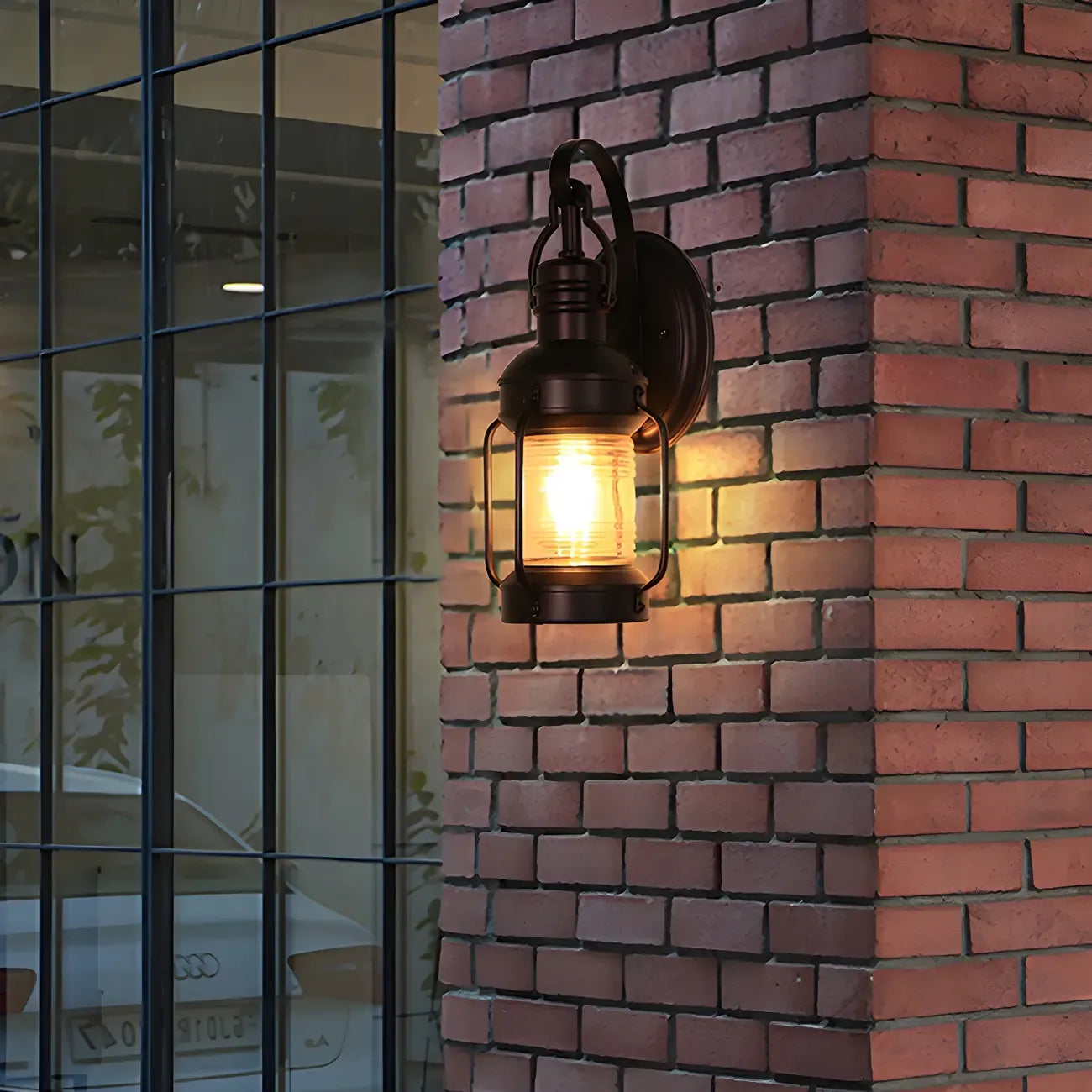 Small Size Outdoor Wall Light Industrial Metal Black Lantern