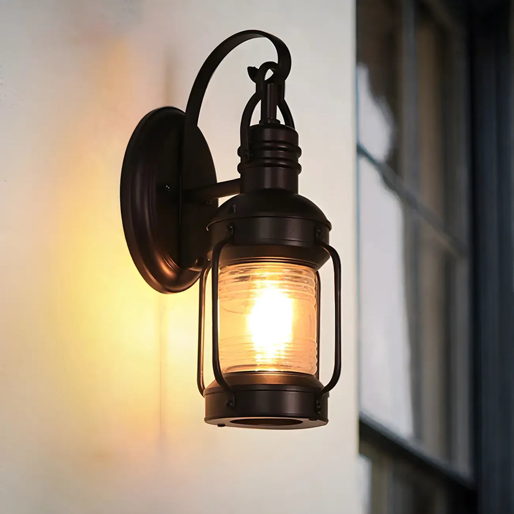 Small Size Outdoor Wall Light Industrial Metal Black Lantern