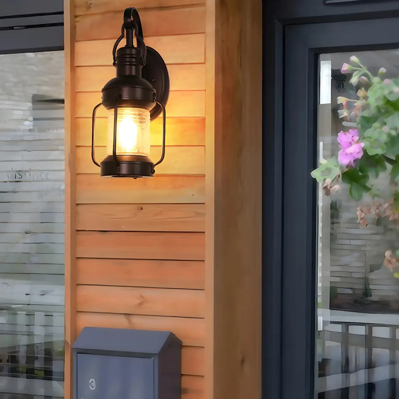 Small Size Outdoor Wall Light Industrial Metal Black Lantern