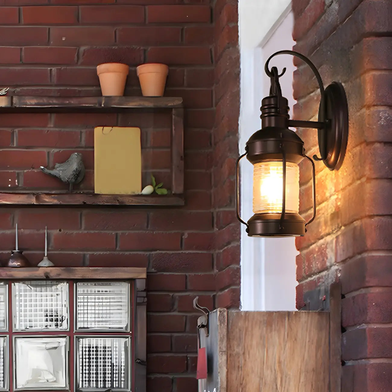 Small Size Outdoor Wall Light Industrial Metal Black Lantern