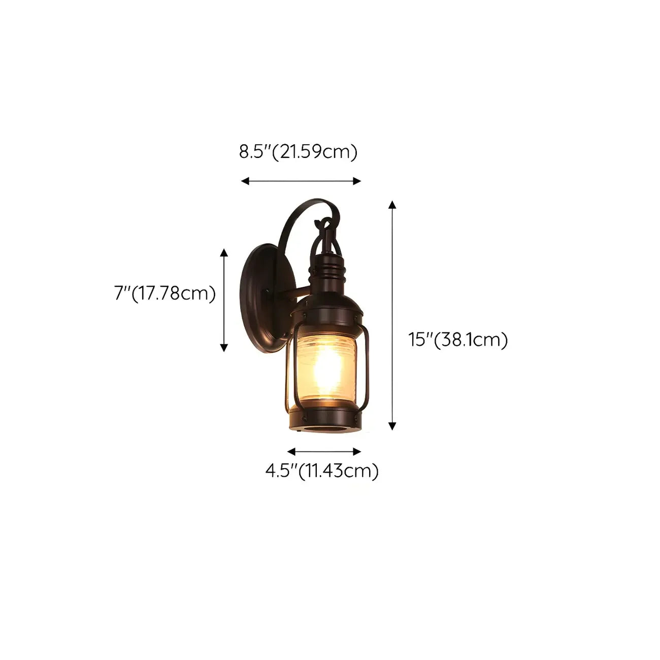 Small Size Outdoor Wall Light Industrial Metal Black Lantern