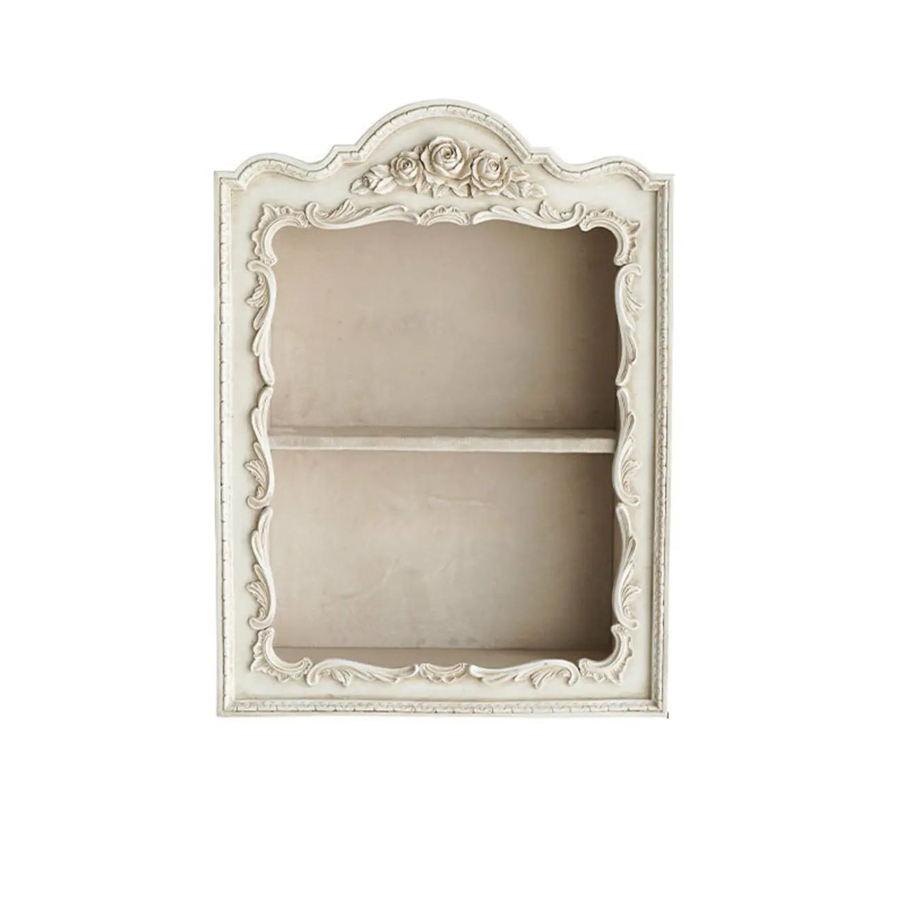 French Country Classic Wall Mount Carved Display Cabinet