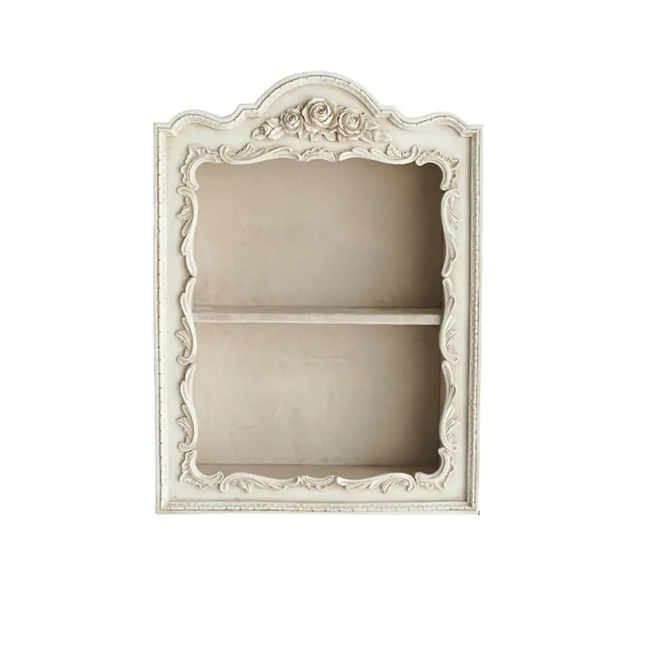 French Country Classic Wall Mount Carved Display Cabinet