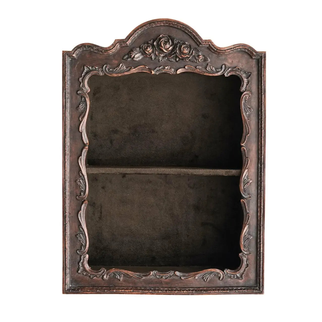 French Country Classic Wall Mount Carved Display Cabinet