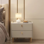 Trendy Stone Leather Gold Accents 2-Drawer Nightstand