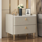 Trendy Stone Leather Gold Accents 2-Drawer Nightstand