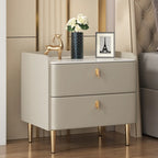 Trendy Stone Leather Gold Accents 2-Drawer Nightstand