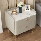 Trendy Stone Leather Gold Accents 2-Drawer Nightstand
