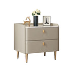 Trendy Stone Leather Gold Accents 2-Drawer Nightstand