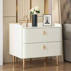 Trendy Stone Leather Gold Accents 2-Drawer Nightstand