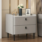 Trendy Stone Leather Gold Accents 2-Drawer Nightstand