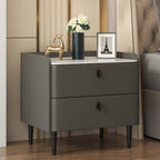 Trendy Stone Leather Gold Accents 2-Drawer Nightstand