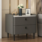 Trendy Stone Leather Gold Accents 2-Drawer Nightstand