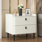Trendy Stone Leather Gold Accents 2-Drawer Nightstand