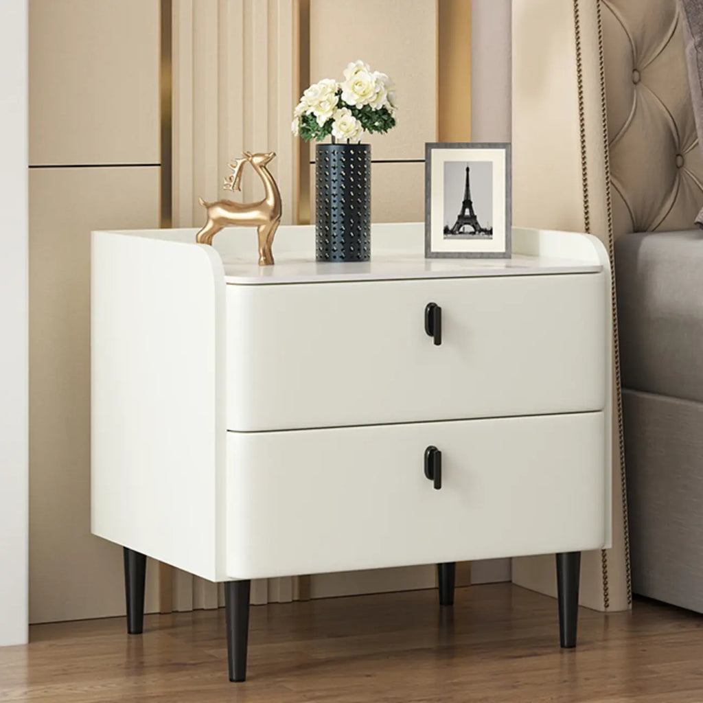 Trendy Stone Leather Gold Accents 2-Drawer Nightstand