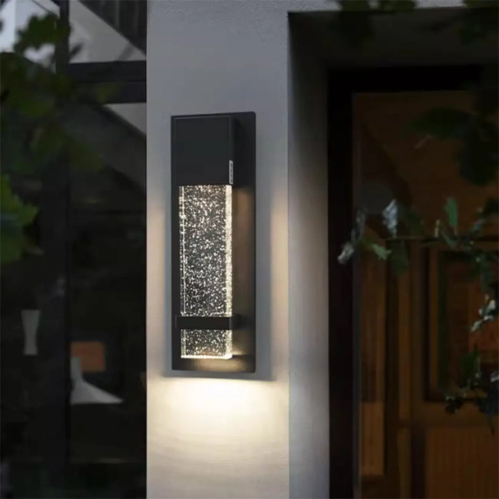 Modern Black Metal Starry Glass Outdoor LED Wall Light