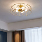 Sleek Gold Semi-Flush Ceiling Light with Iron Drum Shade