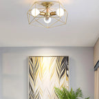 Sleek Gold Semi-Flush Ceiling Light with Iron Drum Shade