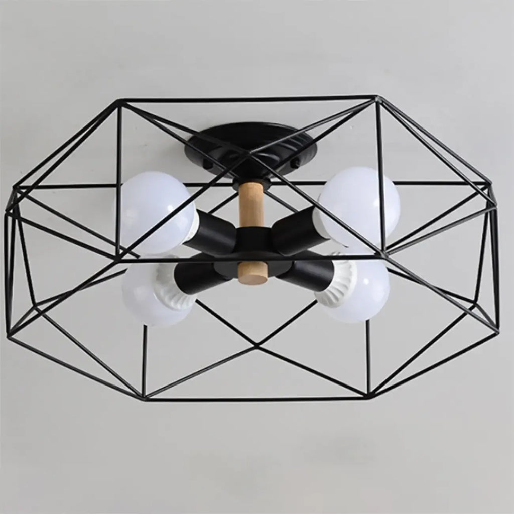 Sleek Gold Semi-Flush Ceiling Light with Iron Drum Shade