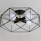 Sleek Gold Semi-Flush Ceiling Light with Iron Drum Shade